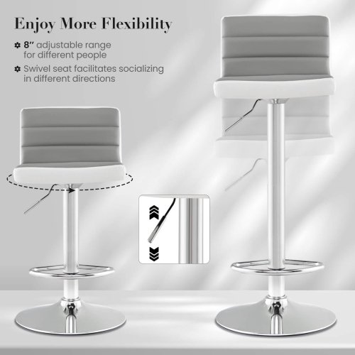 Costway Set of 4 Bar Stools Adjustable Barstool PU Leather Swivel Pub Chairs Armless New