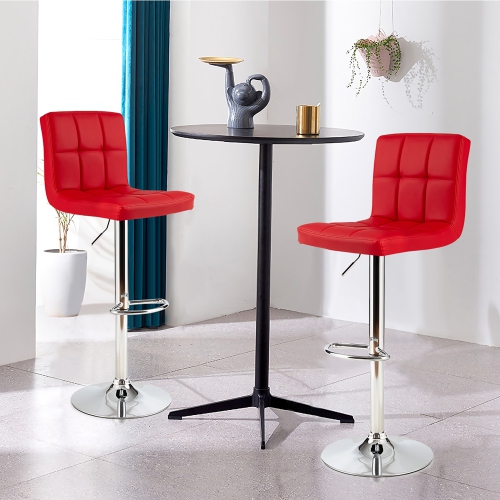 Costway Set of 2 Adjustable Bar Stools PU Leather Swivel Kitchen Counter Pub Chair