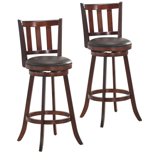 Costway Set of 2 31'' Swivel Bar stool Leather Padded Dining Kitchen Pub Bistro Chair