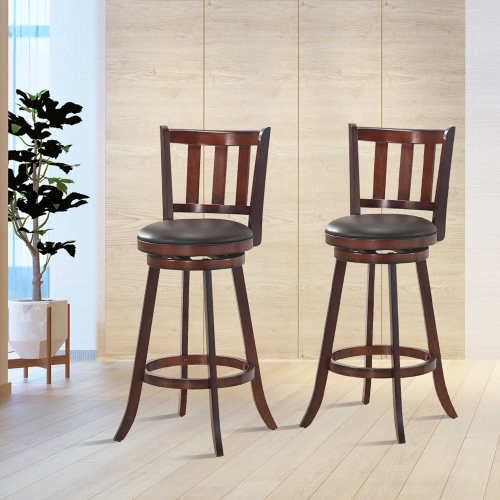Costway Set of 2 31'' Swivel Bar stool Leather Padded Dining Kitchen Pub Bistro Chair
