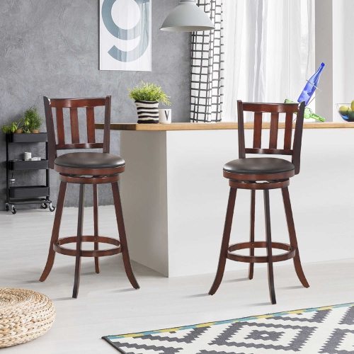 Costway Set of 2 31'' Swivel Bar stool Leather Padded Dining Kitchen Pub Bistro Chair
