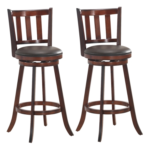 Costway Set of 2 31'' Swivel Bar stool Leather Padded Dining Kitchen Pub Bistro Chair