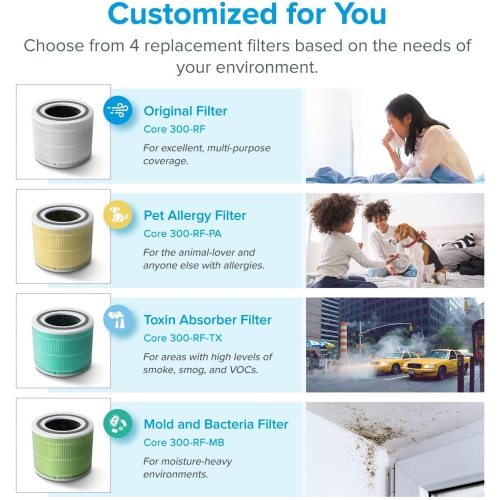 Purificateur d'air LEVOIT pour bureau à domicile, filtre H13 True HEPA, filtre à air pour allergies, animaux domestiques, fumeurs, système de