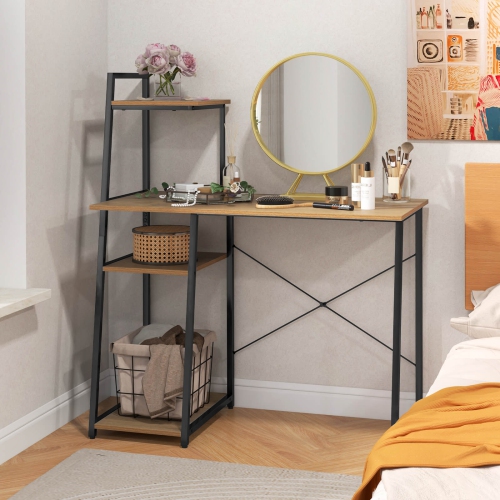 Costway Computer Desk with Shelves Study Writing Desk Workstation with Bookshelf