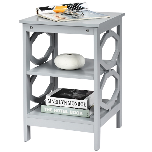 Costway 3-tier Nightstand Sofa Side End Accent Table Storage Display Shelf