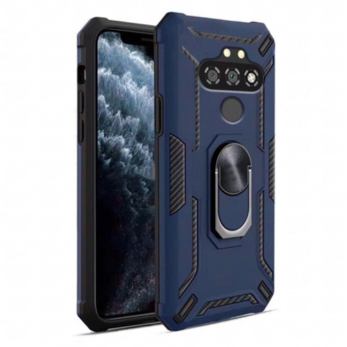 【CSmart】 Anti-Drop Hybrid Magnetic Hard Armor Case with Fashion Ring Holder for LG K31, Navy