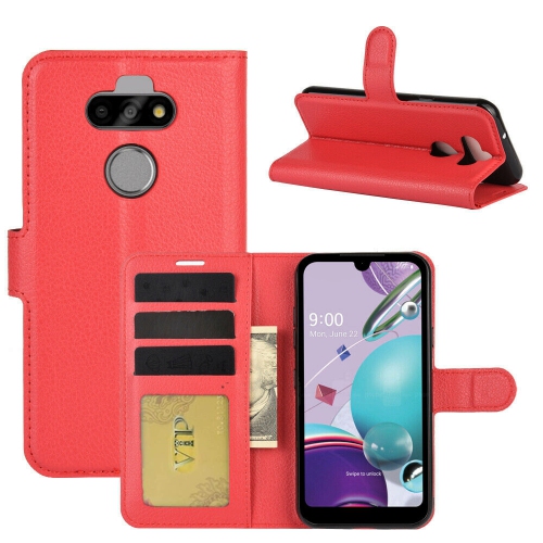 [CS] LG K31 / K30 2020 Case, Magnetic Leather Folio Wallet Flip Case Cover with Card Slot, Red