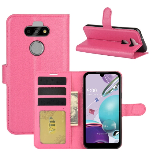 [CS] LG K31 / K30 2020 Case, Magnetic Leather Folio Wallet Flip Case Cover with Card Slot, Hot Pink