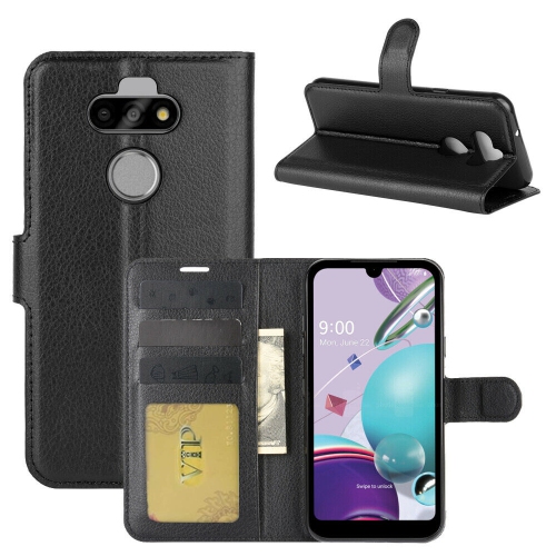 [CS] LG K31 / K30 2020 Case, Magnetic Leather Folio Wallet Flip Case Cover with Card Slot, Black