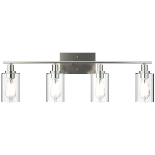 Costway 4-Light Wall Sconce Modern Bathroom Vanity Light Fixtures w/ Clear Glass Shades