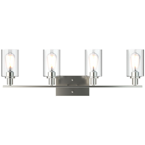 Costway 4-Light Wall Sconce Modern Bathroom Vanity Light Fixtures w/ Clear Glass Shades