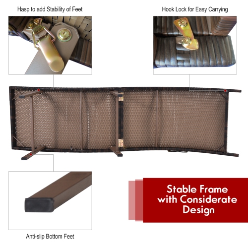 Costway Set de 2 Chaises Longues en Rotin Pliables & Empilables avec Matelas Double-Face Beige/Rouge