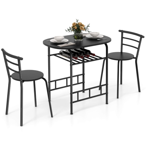 Costway 3 Pcs Dining Set 2 Chairs And Table Compact Bistro Pub Breakfast Home Kitchen