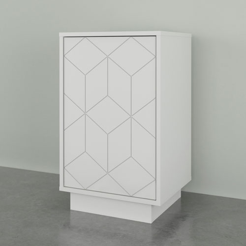 Nexera Geometric Modern 1-Door Nightstand - White
