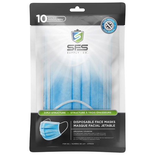 SFS Disposable 3-Ply Face Masks - 10 Pack