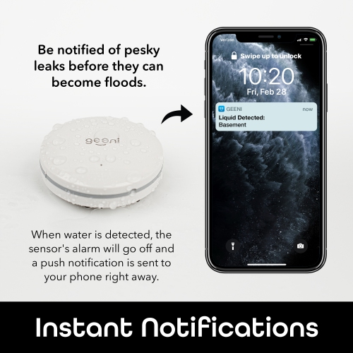 Geeni Smart Wi-Fi Water and Flood Sensor - White