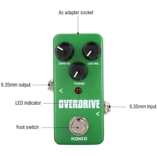 FOD3 Guitar Effect Pedal, Mini Overdrive Tube Sound Processor for Guitar Bass
