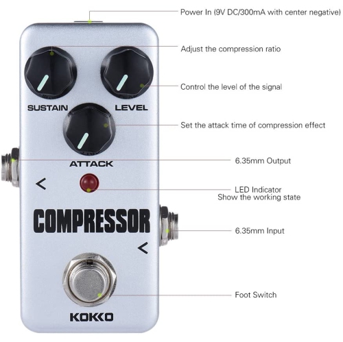 Andoer KOKKO FCP2 Mini Compressor Pedal Portable Guitar Effect Pedal
