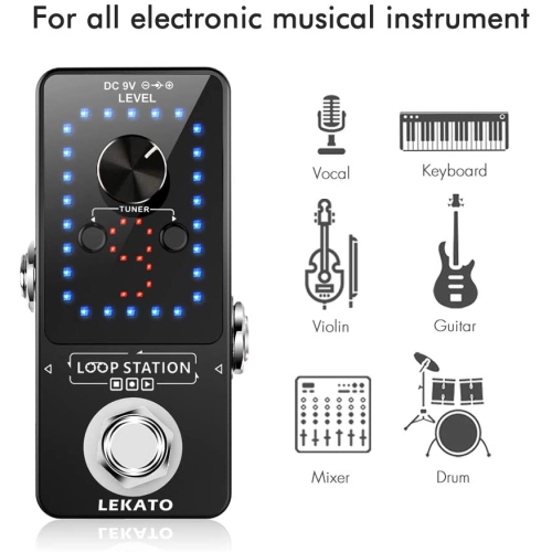 Pédale d'effet de guitare LEKATO pédale de boucle de guitare fonction de boucle de station de boucle 9 boucles 40 minutes enregistrement