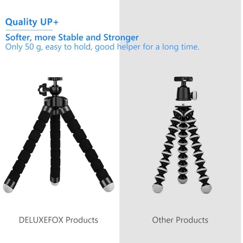 Phone Tripod, Camera Flexible Tripod with Bluetooth Remote and Universal Clip, 360° Adjustable Mini Travel Tripod