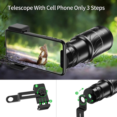 Monocular Telescope, 16x52 High Power BAK4 HD Monocular with Smartphone Holder Tripod for Adults Waterproof Night