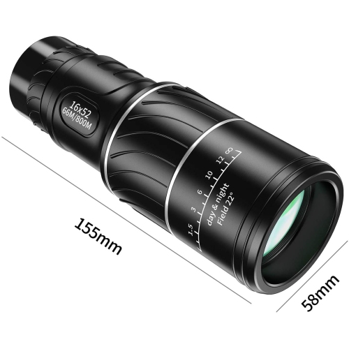 Monocular Telescope, 16x52 High Power BAK4 HD Monocular with Smartphone Holder Tripod for Adults Waterproof Night