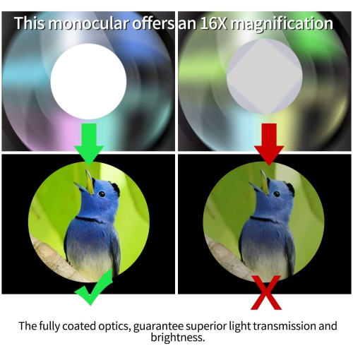 Monocular Telescope, 16x52 High Power BAK4 HD Monocular with Smartphone Holder Tripod for Adults Waterproof Night