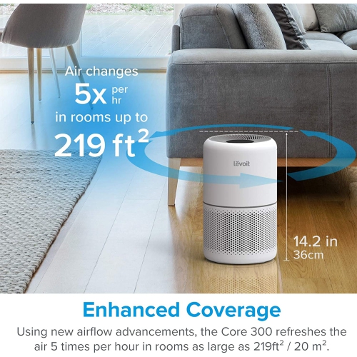 LEVOIT Purificateur d'air pour les allergies à la maison Animaux de compagnie Fumeurs de cheveux dans la chambre, Filtre purificateur d'air H13 True