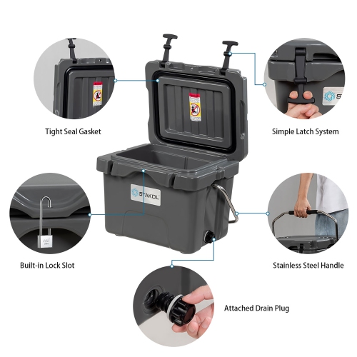 Costway 16 Quart Cooler Portable Ice Chest Leak-Proof 24 Cans Ice Boxfor Camping