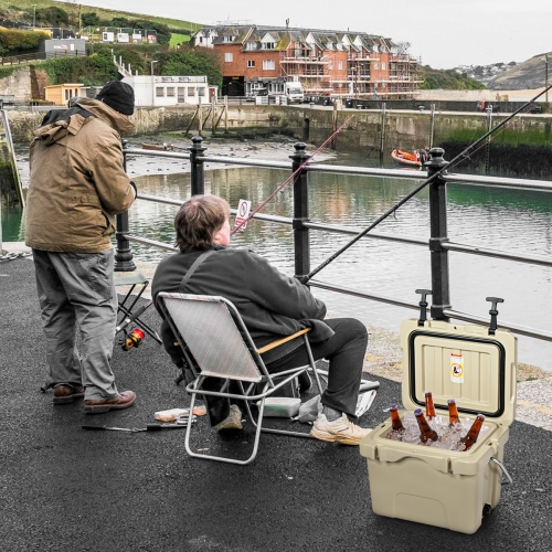 Costway 16 Quart Cooler Portable Ice Chest Leak-Proof 24 Cans Ice Box for Camping Khaki