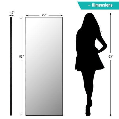 Costway 59''Full Length Body Mirror Aluminum Frame Leaning Hanging Dressing Mirror