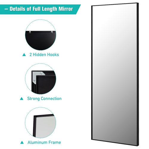 Costway 59''Full Length Body Mirror Aluminum Frame Leaning Hanging Dressing Mirror