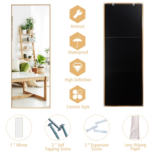 Costway 59''Full Length Body Mirror Aluminum Frame Leaning Hanging Dressing Mirror