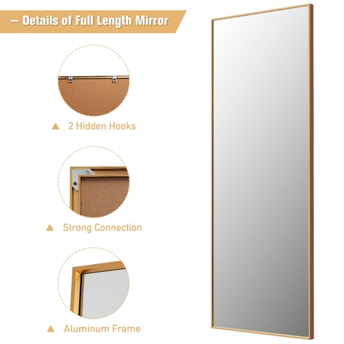Costway 59''Full Length Body Mirror Aluminum Frame Leaning Hanging Dressing Mirror