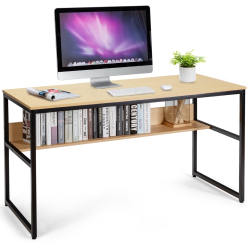 COSTWAY  55'' Industrial Computer Desk W/ Storage Shelf Adjustable Foot Pads Home Office Best Desk ever