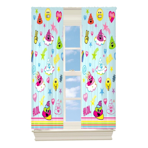 Emoji Raining Emoji's Room Darkening Drapes Panels for Kids Window Curtains - 2 Panels 42 X 63 Inch