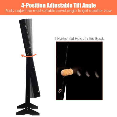 Costway Jewelry Cabinet Stand Mirror Armoire Lockable Organizer Large Storage Box Black