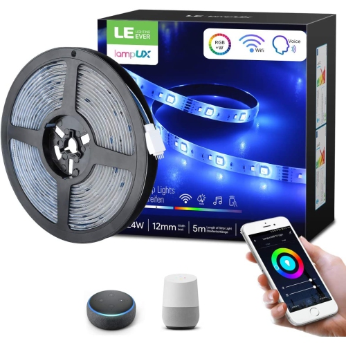 LE Alexa LED Strip Lights 16ft, RGBW Waterproof Smart WIFI ...