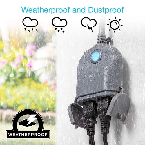 Prise intelligente Wi-Fi à deux prises pour l’extérieur toutes saisons DUO de Geeni - Gris