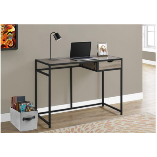 Computer Desk - 42" L/Dark Taupe/Black Metal, Brown