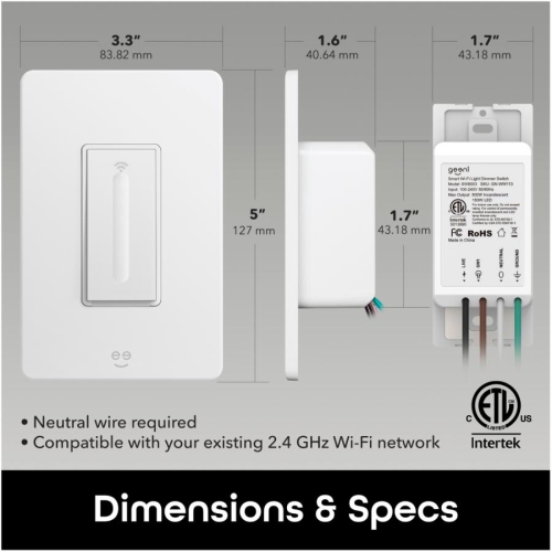 Gradateur intelligent Wi-Fi TAP + DIM de Geeni - blanc