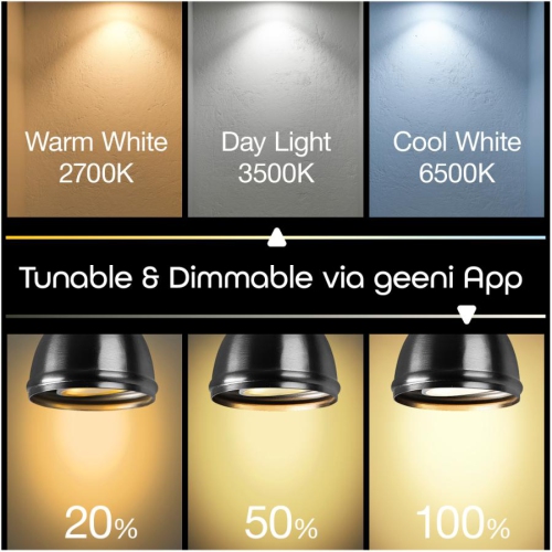 Geeni LUX GU10 35W Tunable and Dimmable Smart Wi-Fi Bulb - 2 Pack - White