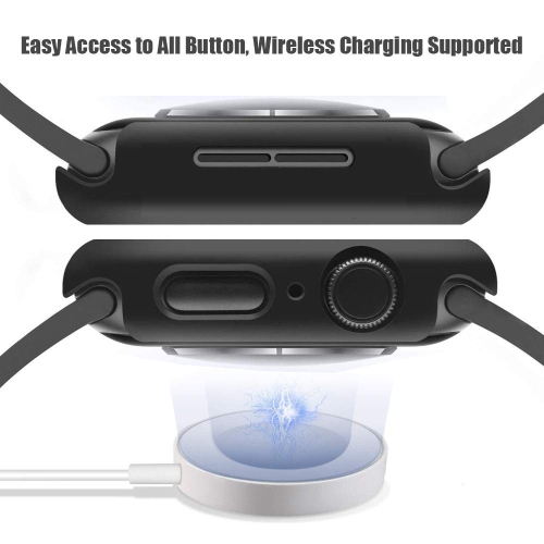 Alinsea Screen Protector for Apple Watch 44mm Series 4/5/6/ SE Tempered Glass 2 Pack Full Coverage Bumper Hard Case