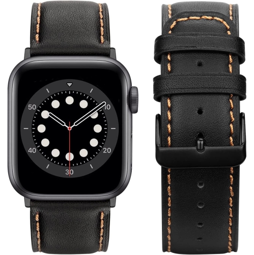 Apple Watch Band 49mm 45mm 44mm 42mm Premium Genuine Leather Replacement Bands Compatible with Apple Watch Ultra Series 8 7 SE 6 5 4 (44mm) 3 2 1