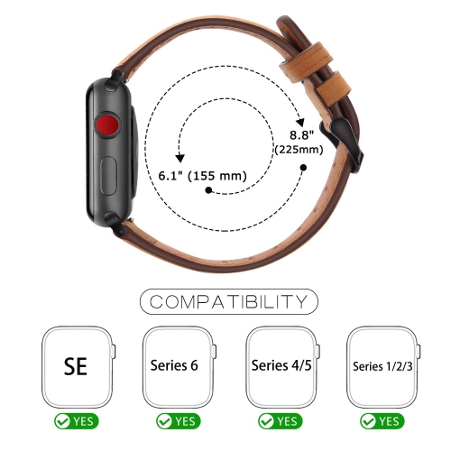 Premium Genuine Leather Band for Apple Watch Series 1/2/3/4/5/6/7/8/9/10/11 SE, 42mm 44mm 45mm 46mm, 49mm Replacement Breathable Strap with