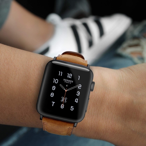 Premium Genuine Leather Band for Apple Watch Series 1/2/3/4/5/6/7/8/9/10/11 SE, 42mm 44mm 45mm 46mm, 49mm Replacement Breathable Strap with