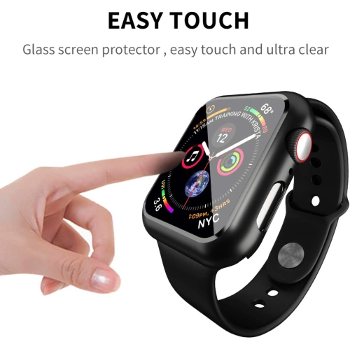 Apple Watch Series 6 SE Series 5 Series 4 44mm, Hard PC Case Slim Tempered Glass Screen Protector Overall Protective Cover