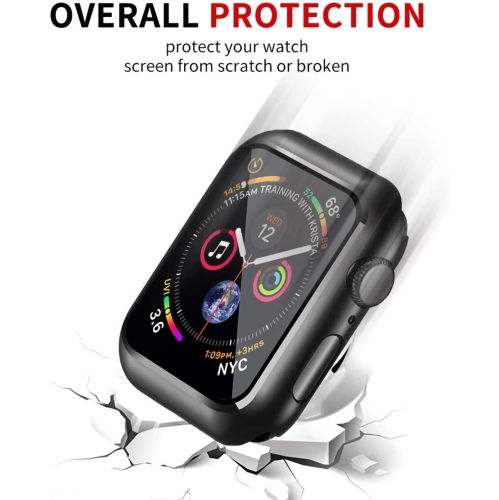 Apple Watch Series 6 SE Series 5 Series 4 44mm, Hard PC Case Slim Tempered Glass Screen Protector Overall Protective Cover