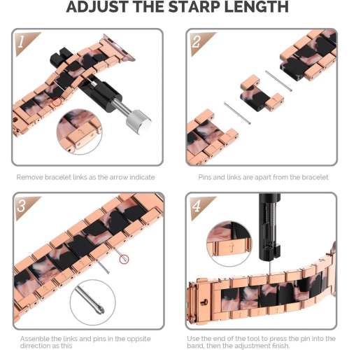 Apple Watch Band 38mm 40mm 41mm, Stainless Steel + Resin Metal iWatch Bands Replacement Strap Bracelet Wristband for Apple Watch Bands Series 9 8 SE