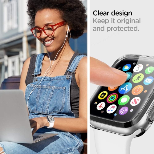 Étui hybride avec protecteur d'écran de Navor Ultra pour Apple Watch Series SE2/6/se/5/4 - transparent